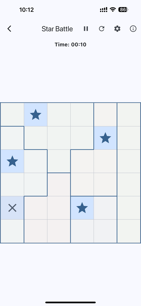 Puzzle Master - Brain Training - Star Battle logic puzzle game board in the Puzzle Master app