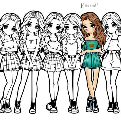 a group of girls realistic