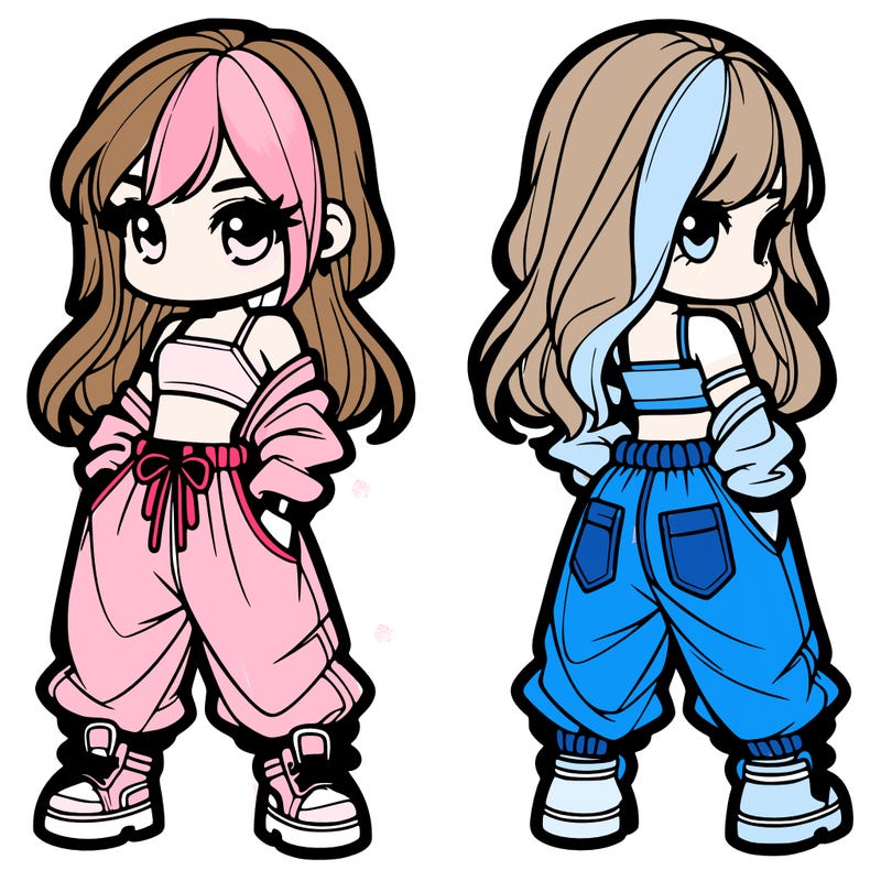 girl in crop top and baggy pants