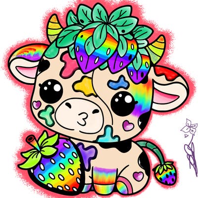 cute strawberry cow