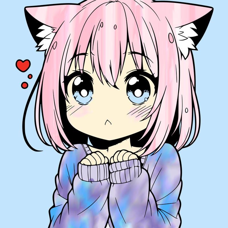 shy anime catgirl