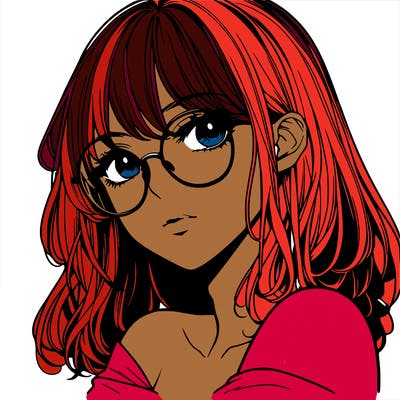 manga woman character with glasses and nice lips