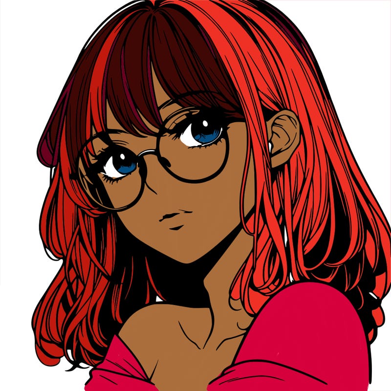 manga woman character with glasses and nice lips