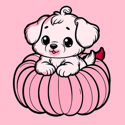 cute little puppy in a pumpkin