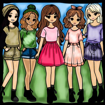 a group of five girls