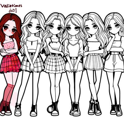 a group of girls realistic