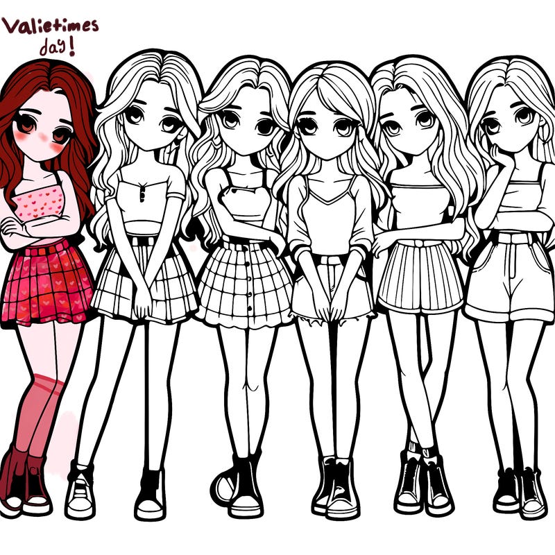 a group of girls realistic