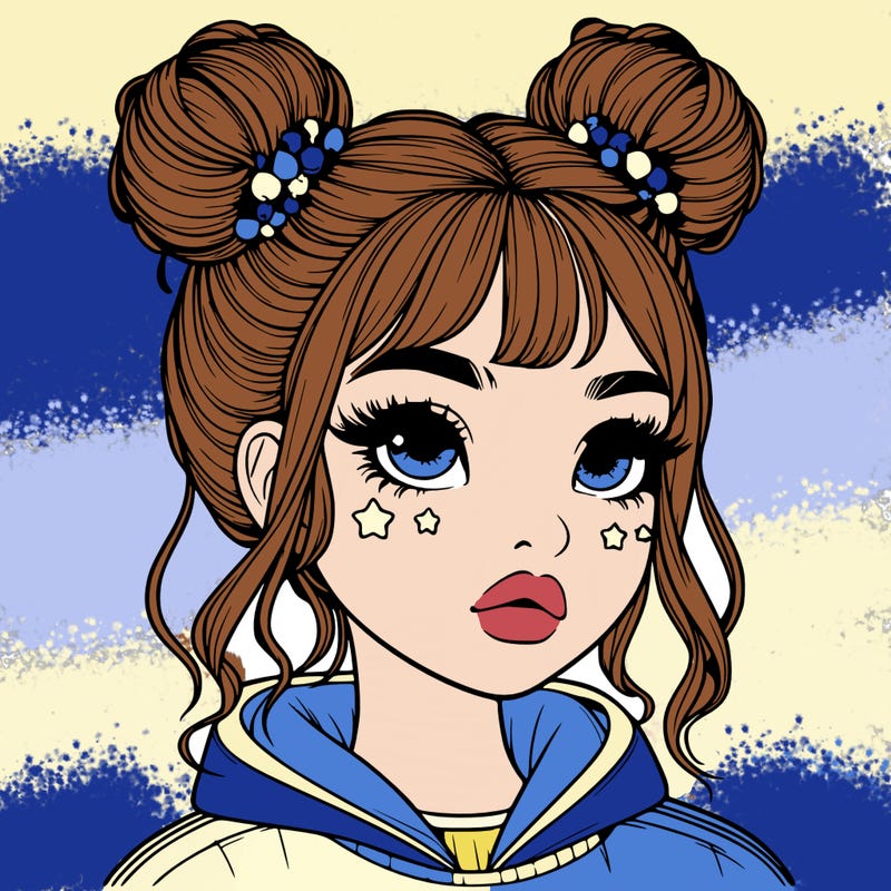 realistic girl with space buns
