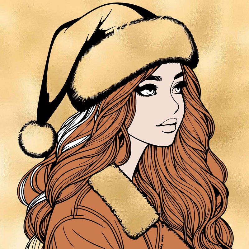 realistic girl in santa hat