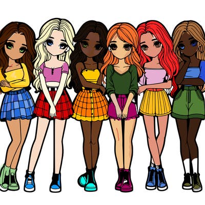 a group of girls realistic