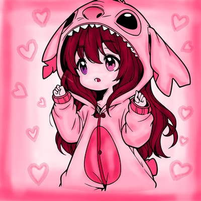 anime girl in a stitch onsie