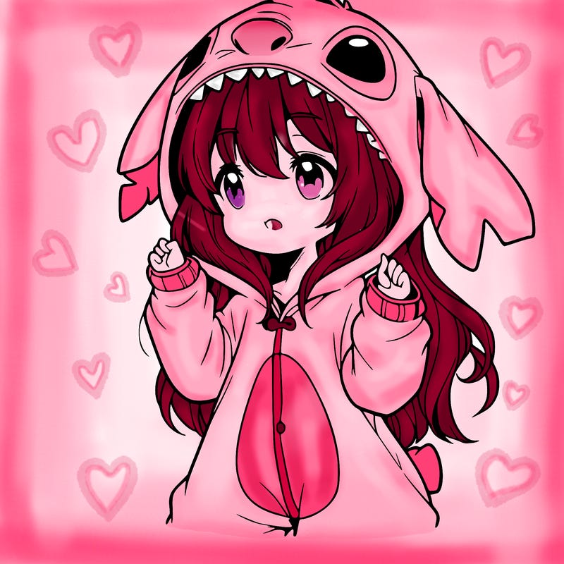 anime girl in a stitch onsie