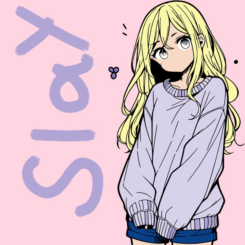 manga teen girl  in a sweater and baggy pants