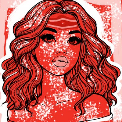 realistic girl with wavy hair and lips