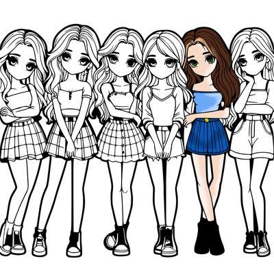 a group of girls realistic