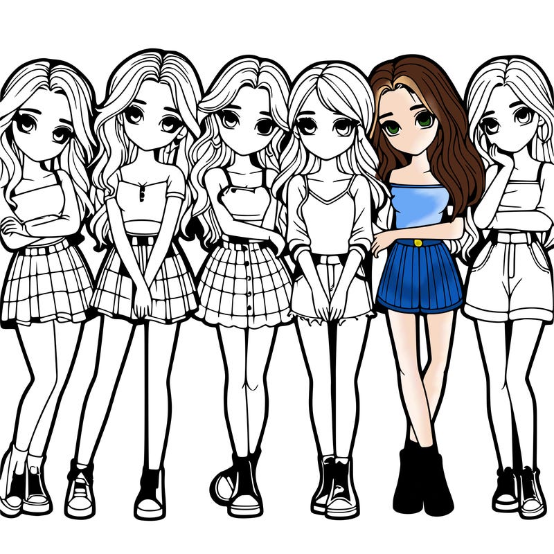 a group of girls realistic