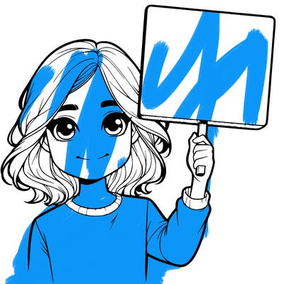 realistic girl holding up a sign