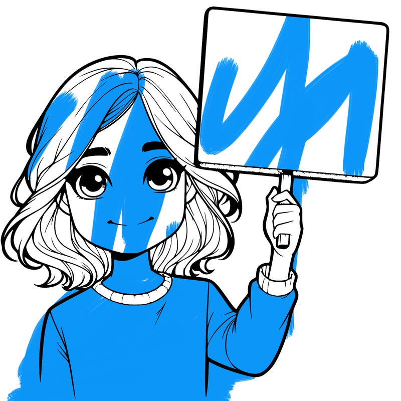 realistic girl holding up a sign