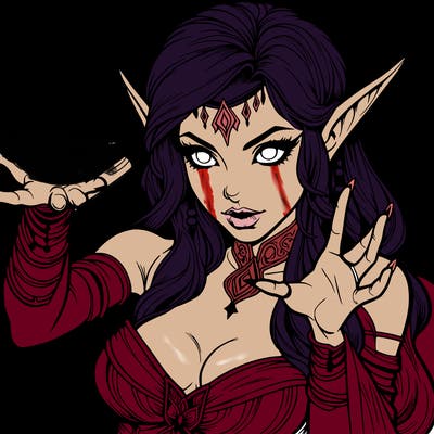 realistic scary beautiful elf sorceress casting spell