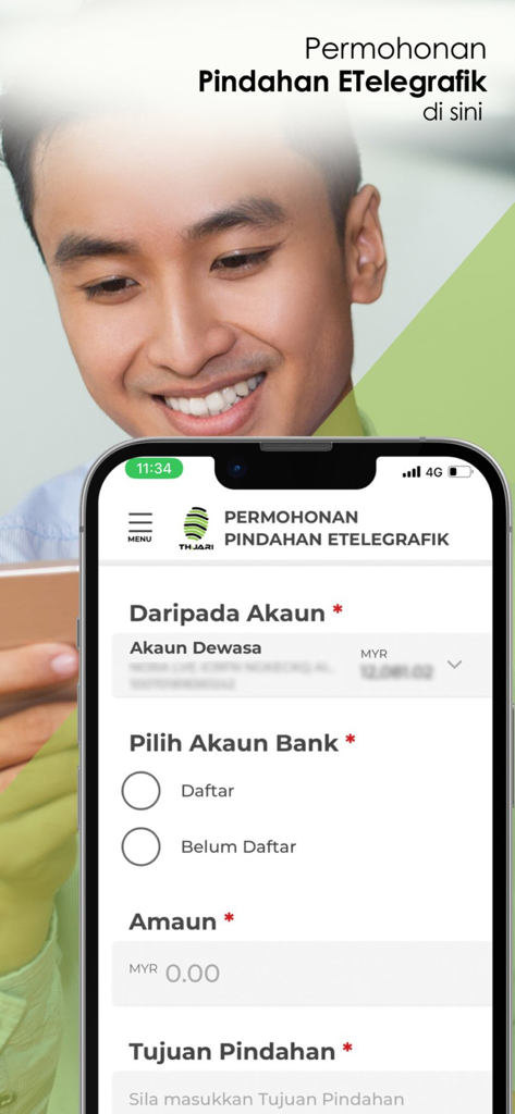 Tabung Haji - Tabung Haji THiJARI app screen for e-Telegraphic Transfer application