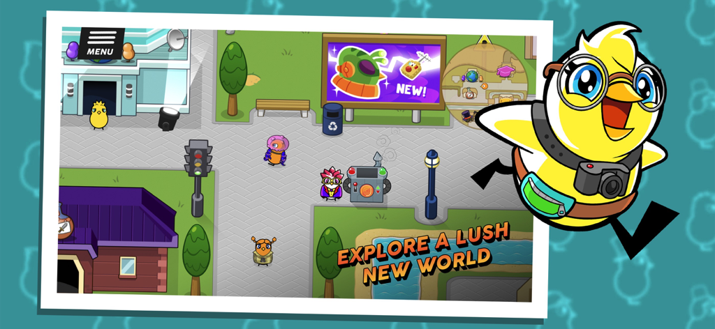 Duck Life 8: Adventure - A colorful top-down view of the world in Duck Life 8 Adventure