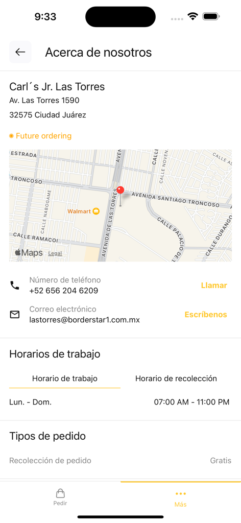 Carl's Jr. Chihuahua - Mapa y horarios comerciales de Carl's Jr. Las Torres en la app