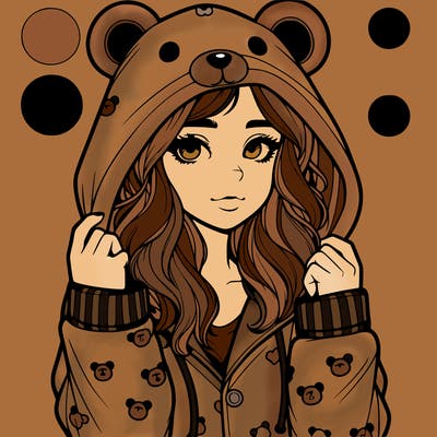 realistic girl in a animal pjs hoodie