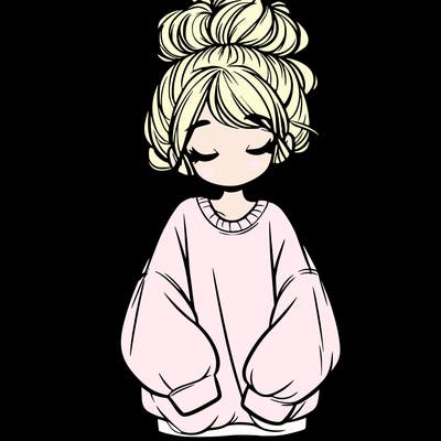 girl with baggy sweatshirt and messy bun