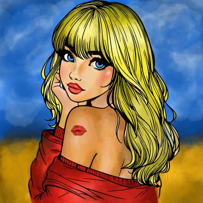 realistic girl with bangs looking over her shoulder