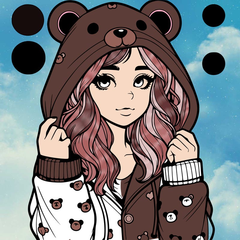 realistic girl in a animal pjs hoodie
