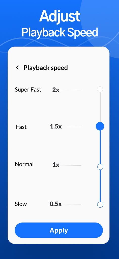 Read Aloud TTS: Text to Speech - Adjust playback speed settings in the Read Aloud TTS app from half speed to double speed