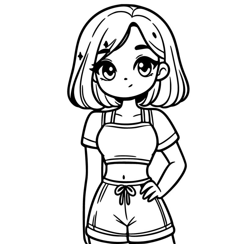 a cute teenage girl wearing a crop top and shorts