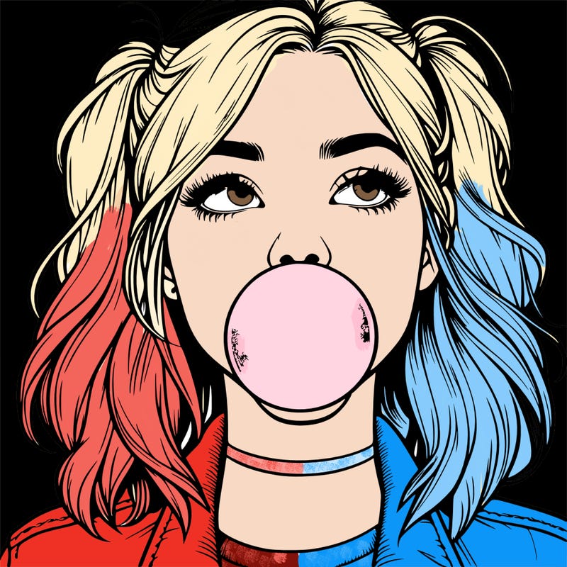 realististic girl blowing bubble -gum
