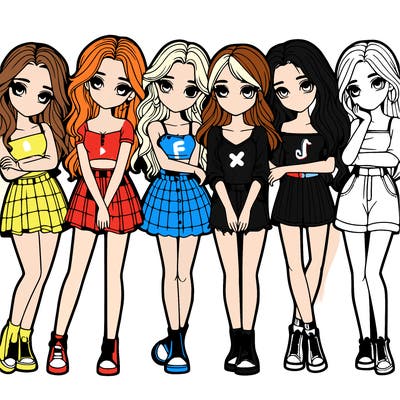 a group of girls realistic