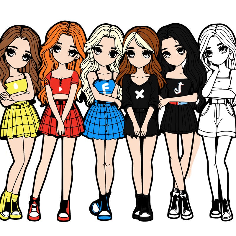 a group of girls realistic