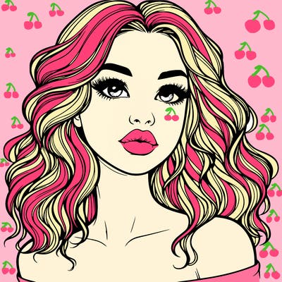 realistic girl with wavy hair and lips