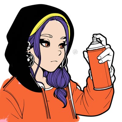 a realistic girl, spray painting