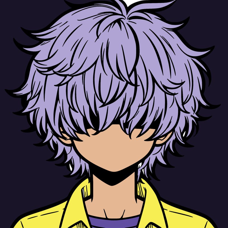 manga boy fluffy hair covering his eyes