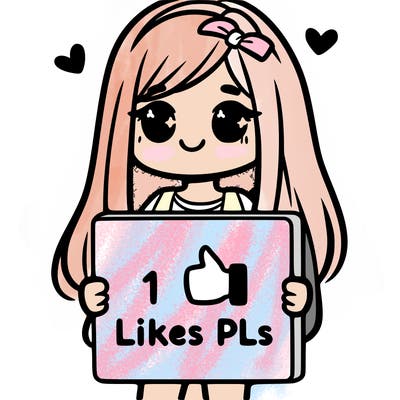 girl holding a sign saying 10 likes pls