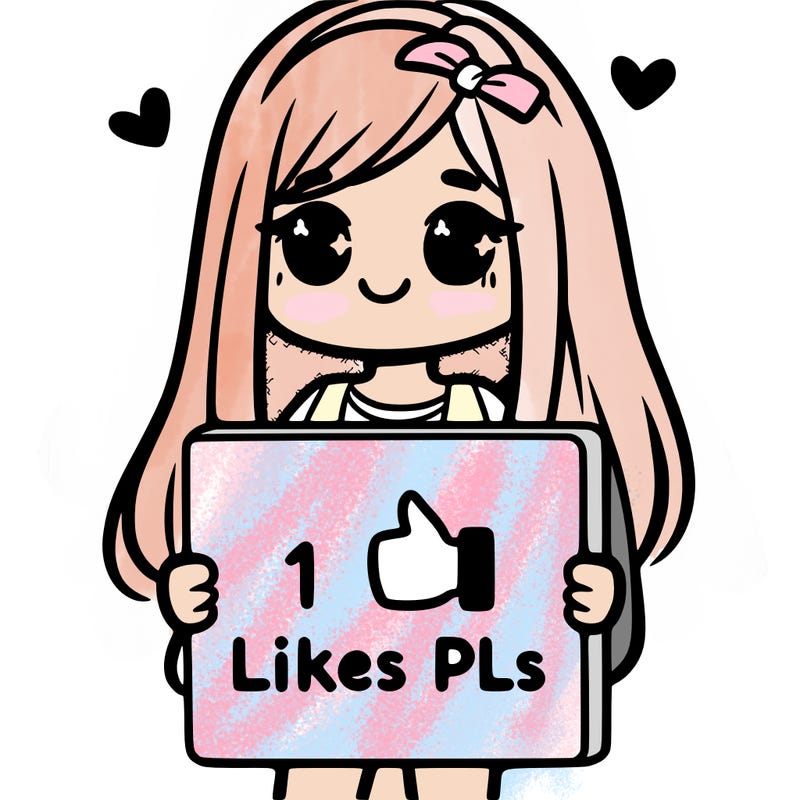 girl holding a sign saying 10 likes pls