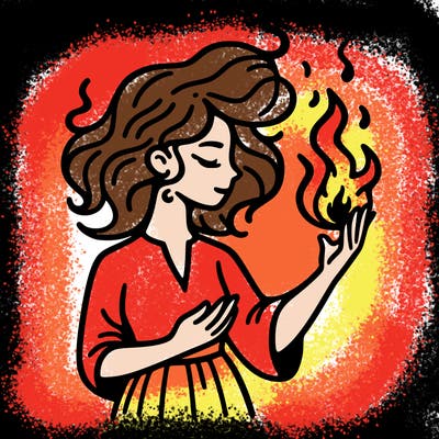 woman with fire