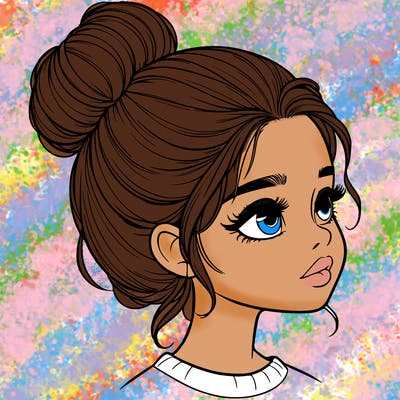 realistic girl with bun