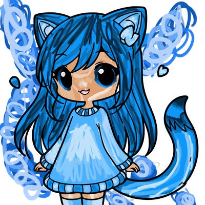 girl with cat ears and tail