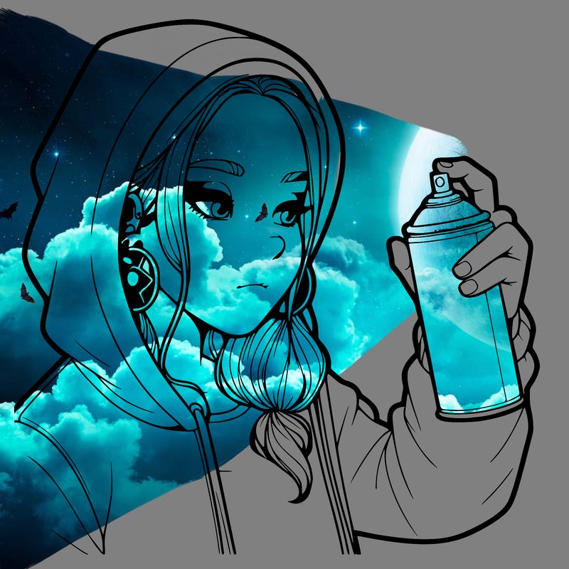 a realistic girl, spray painting