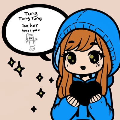 girl in a hoodie holding a heart with speach bubble