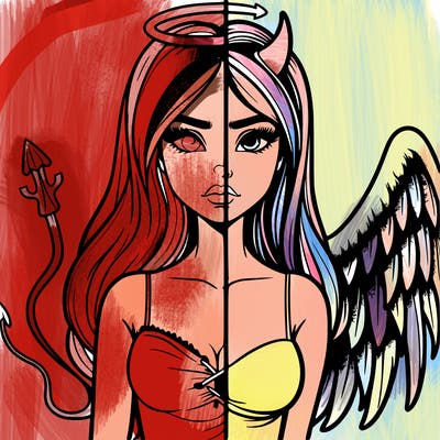 devil vs angel realistic girl