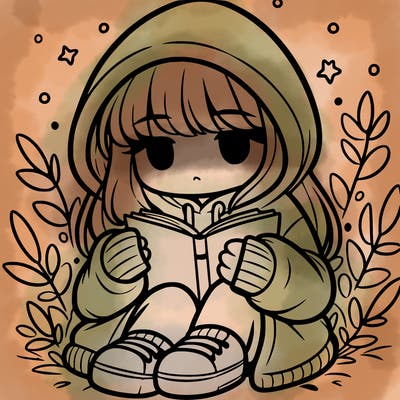 girl in oversized hoodie reading a book