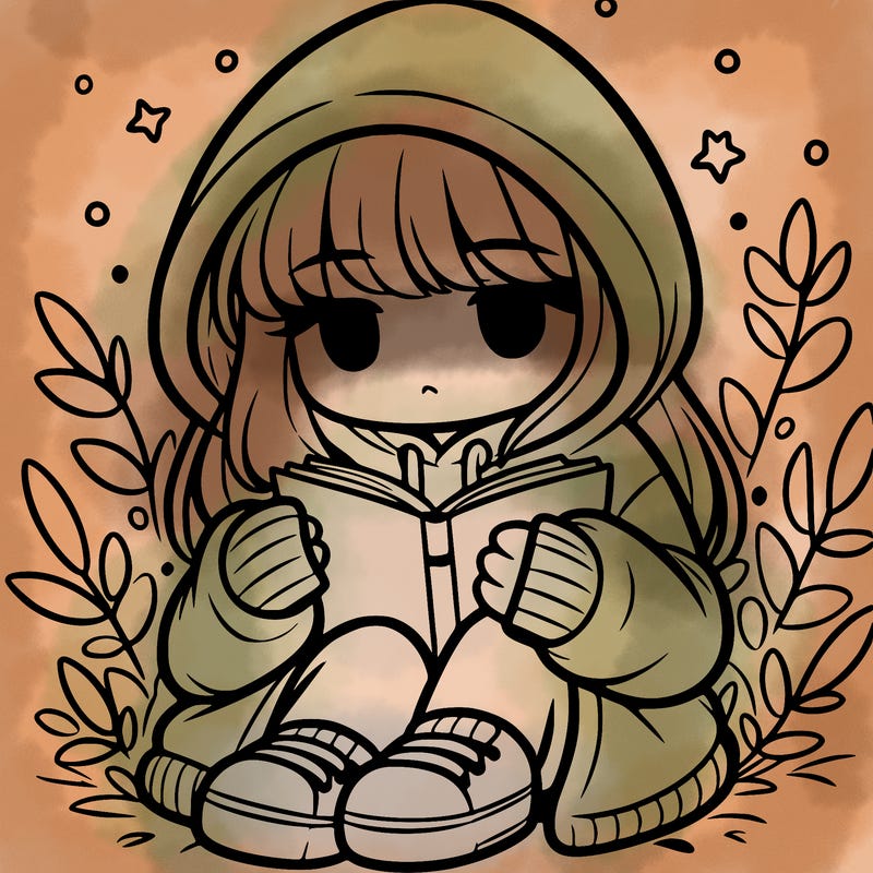 girl in oversized hoodie reading a book