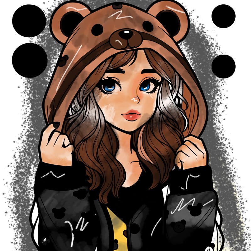 realistic girl in a animal pjs hoodie