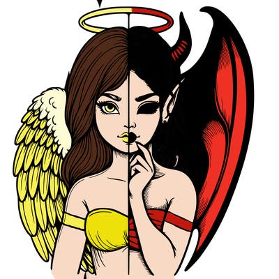 realistic angel half demon